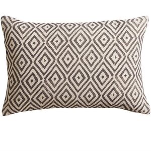 CB2 Black and Cream Geometric Diamond Lattice Accent Pillow